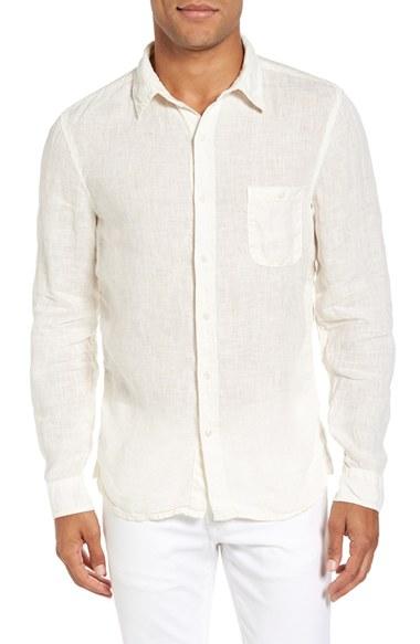 Men's Velvet By Graham & Spencer Shayne Slub Woven Sport Shirt - White