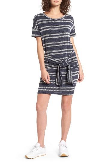 Women's Lush Tie Front Stripe Knit Dress - Blue