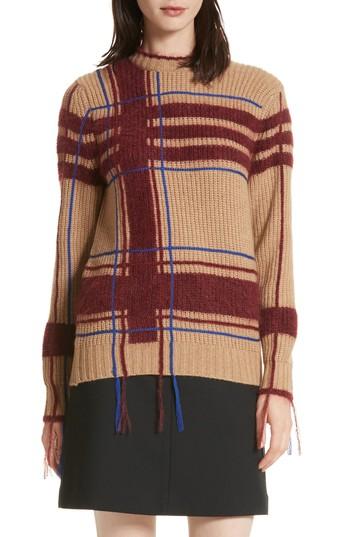 Women's Tory Burch Eden Plaid Sweater - Beige