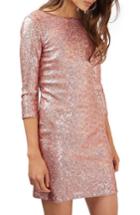 Women's Topshop Sequin Body-con Minidress Us (fits Like 14) - Pink