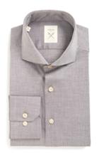 Men's Strong Suit 'espirit' Trim Fit Herringbone Dress Shirt .5 R - Brown