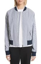 Women's Grey Jason Wu Embroidered Stripe Bomber Jacket - Blue