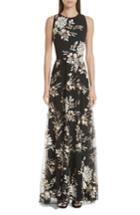 Women's Carmen Marc Valvo Sequin Floral Gown - Black