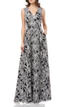 Women's Carmen Marc Valvo Infusion Threadwork V-neck Evening Dress