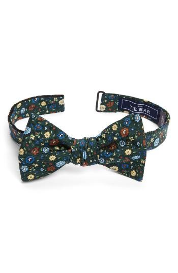 Men's The Tie Bar Morrissey Flowers Silk Bow Tie, Size - Green