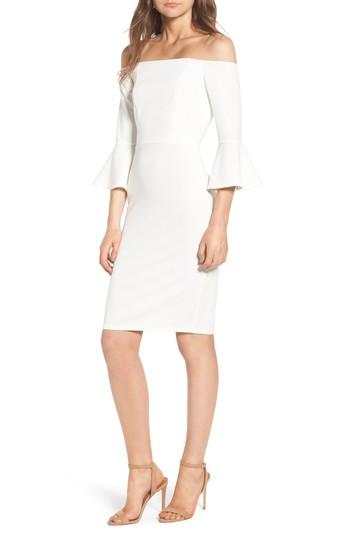 Women's Soprano Flare Sleeve Off The Shoulder Dress - White