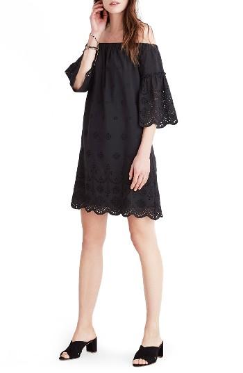 Women's Madewell Eyelet Off The Shoulder Dress - Black