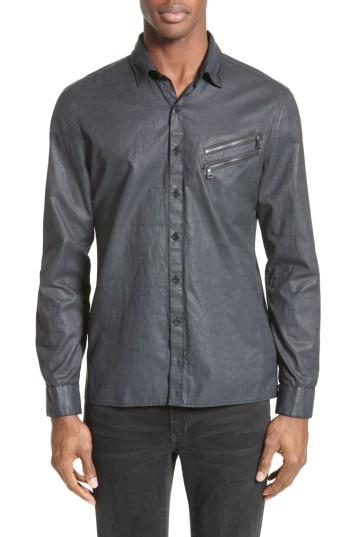 Men's John Varvatos Collection Double Zip Pocket Coated Shirt