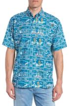 Men's Reyn Spooner Hawaiian Sports Classic Fit Pullover Sport Shirt - Blue