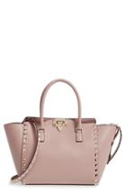 Valentino Rockstud Small Double Handle Leather Tote - Coral