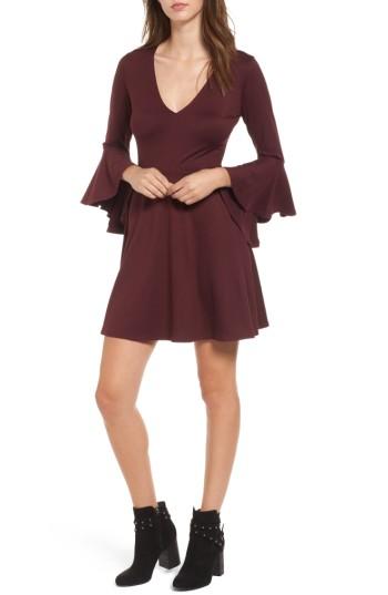 Women's Socialite Bell Sleeve Knit Dress - Purple