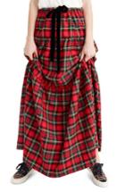 Women's J.crew Tartan Plaid Tiered Maxi Skirt, Size - Red