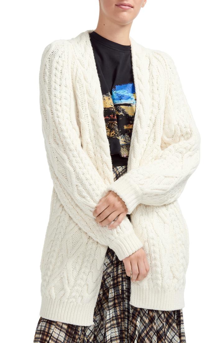 Women's Maje Mouffle Cable Cardigan - Ivory
