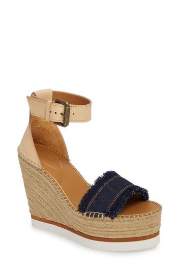 Women's See By Chloe 'glyn' Espadrille Wedge Sandal Us / 35eu - Blue