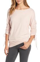 Women's Gibson Tie Sleeve Cozy Fleece Top - Pink