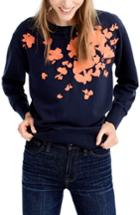 Women's J.crew Embroidered Flower Sweatshirt, Size - Grey