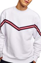 Men's Topman Chevron Tape Sweatshirt - White