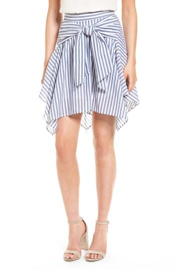 Women's Bp. Tie Waist Handkerchief Hem Skirt, Size - Blue