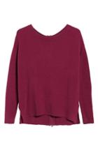 Petite Women's Caslon Back Zip High/low Sweater P - Purple