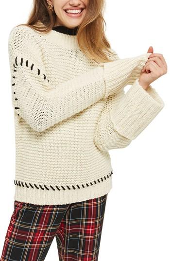 Women's Topshop Whipstitch Sweater - Ivory