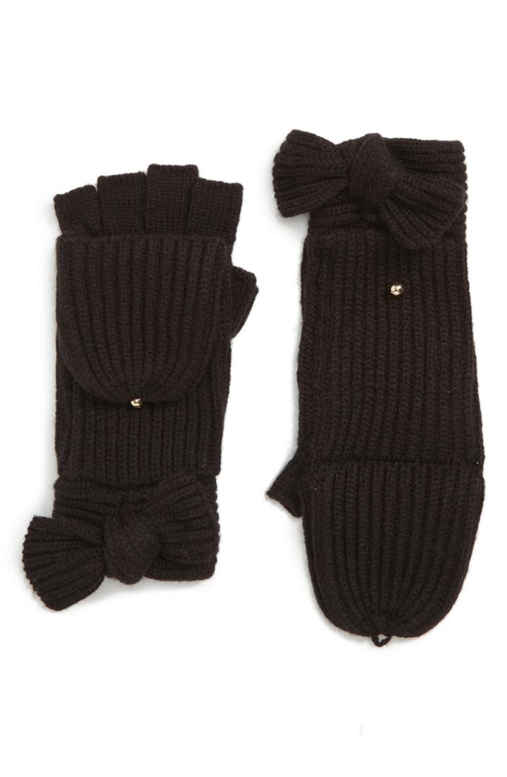 Women's Kate Spade New York Bow Convertible Mittens, Size - Black