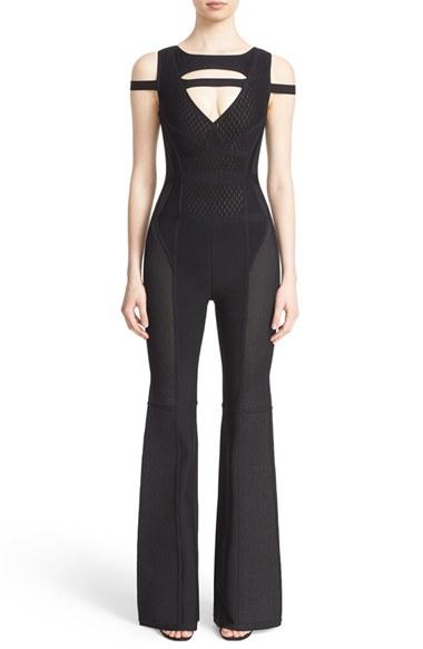 Women's Herve Leger 'natalie' Cutout Mesh Jumpsuit