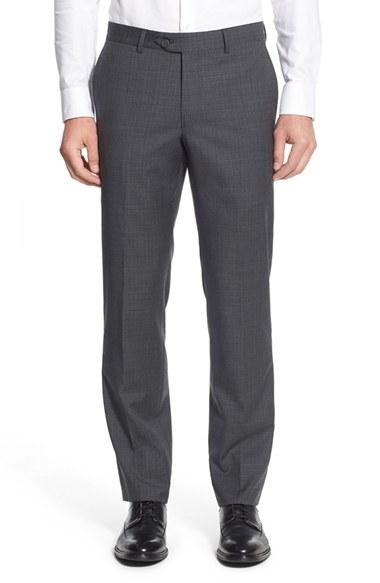 Men's Nordstrom Men's Shop Flat Front Check Wool Trousers