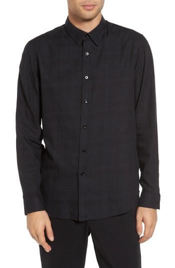 Men's Theory Trim Fit Plaid Sport Shirt - Grey