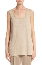 Women's Lafayette 148 New York Linen Scoop Neck Tank, Size - Beige