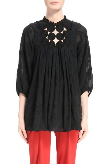 Women's Chloe Paisley Jacquard Crepon Blouse Us / 34 Fr - Black