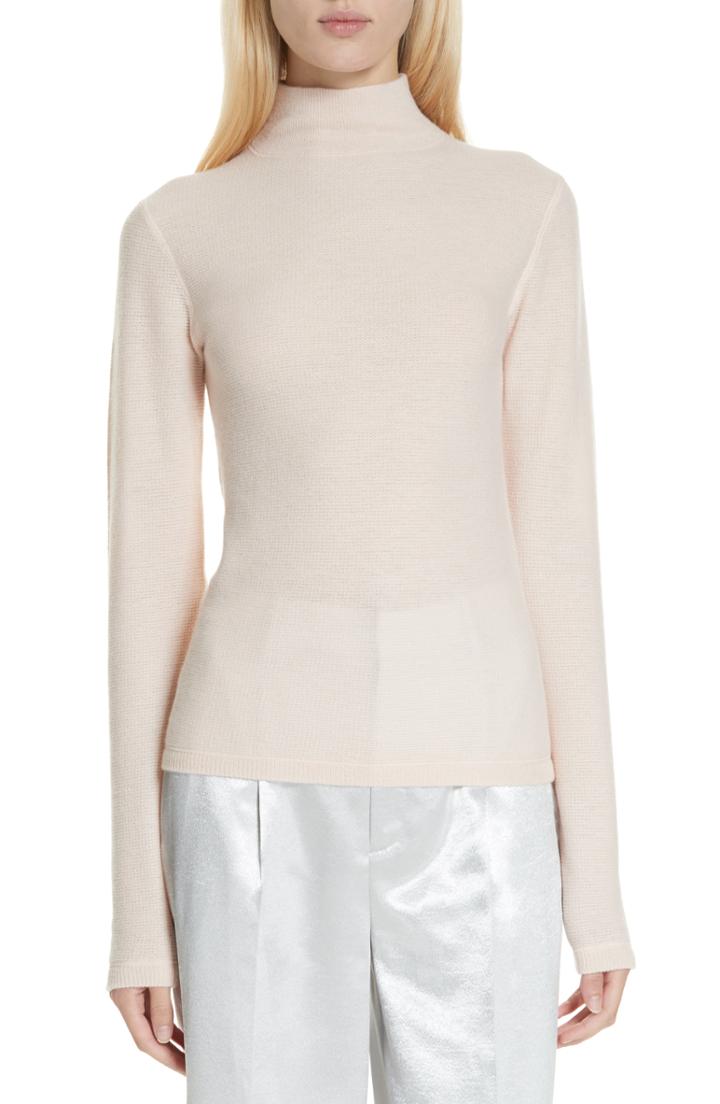 Women's Vince Waffle Mock Neck Sweater - Pink