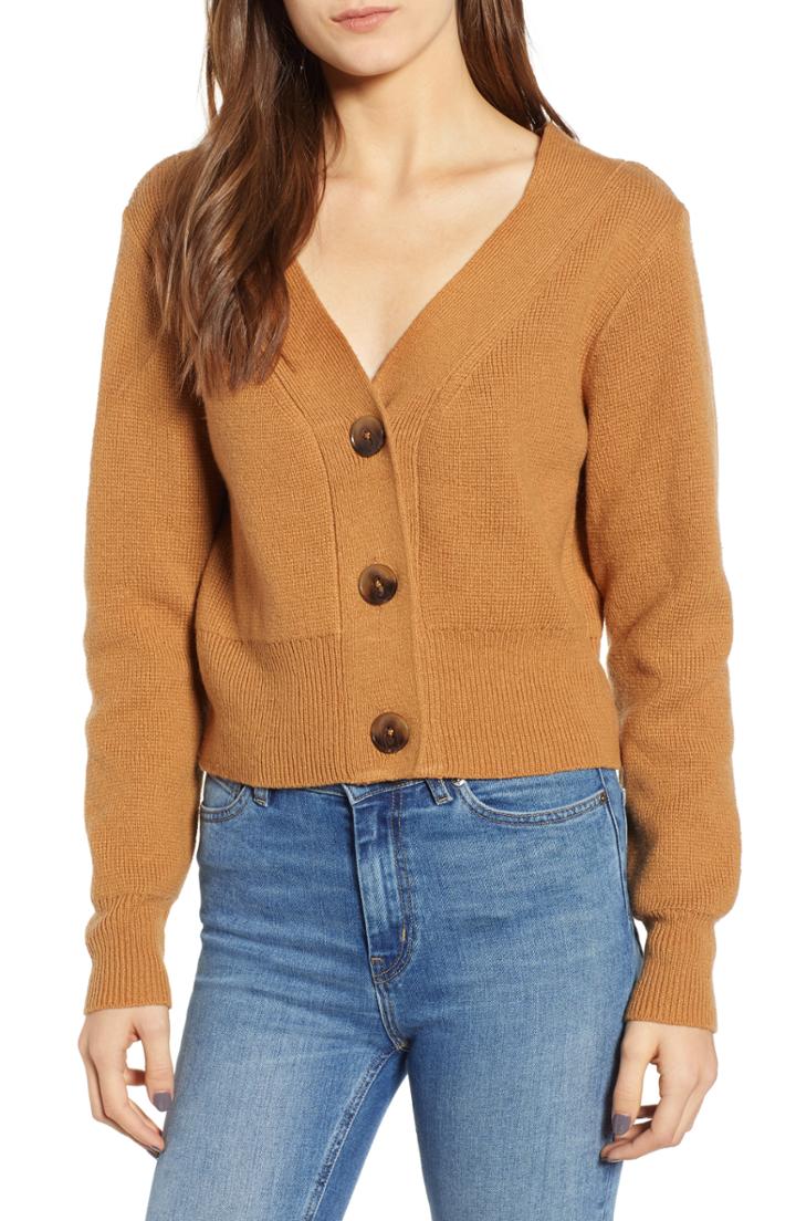 Women's Leith Portrait Neck Cardigan - Brown