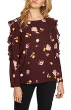 Women's 1.state Ruffle Sleeve Blouse, Size - Burgundy