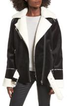 Women's Blanknyc Faux Shearling & Velvet Jacket - Black