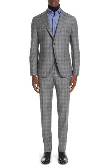 Men's Eleventy Trim Fit Plaid Wool Suit