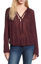 Women's Lucky Brand Tie Neck Stripe Top - Purple