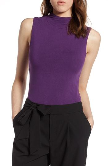 Women's Halogen Jersey Funnel Neck Top - Purple