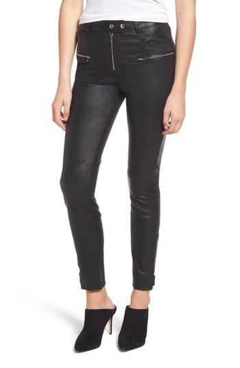 Women's 7 For All Mankind Leather Biker Pants - Black