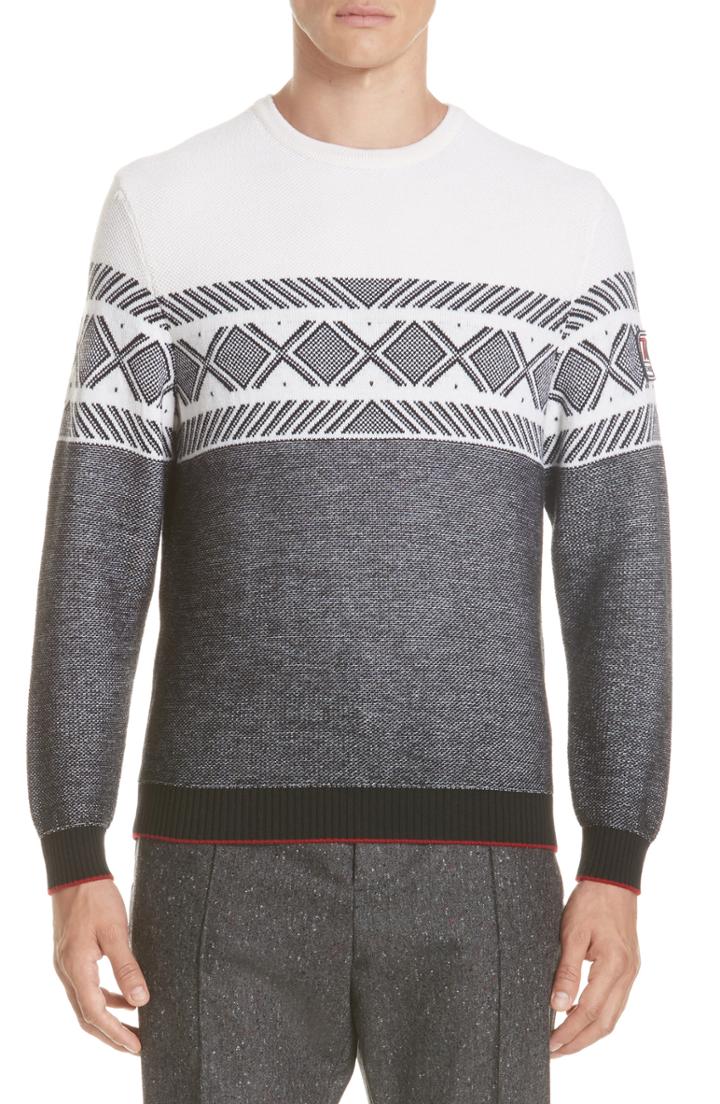 Men's Z Zegna Jacquard Wool Crewneck Sweater