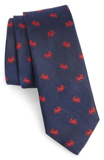 Men's Vineyard Vines Crabs Silk Skinny Tie, Size - Blue