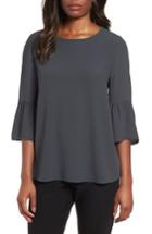 Women's Eileen Fisher Ruffled Sleeve Silk Top - Grey