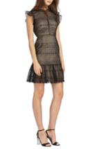 Women's Ml Monique Lhuillier Flounce Hem Lace Dress - Black