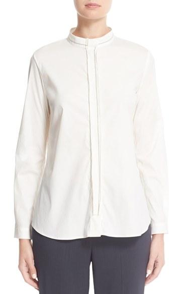 Women's Fabiana Flilippi Mollini Trim Stretch Poplin Shirt Us / 38 It - Ivory