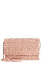 Sole Society Woven Faux Leather Clutch - Pink