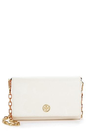 Tory Burch 'robinson' Wallet On A Chain Ivory/