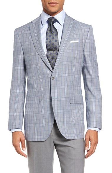 Men's David Donahue Connor Classic Fit Plaid Wool Sport Coat R - Blue