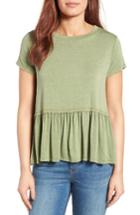 Women's Bobeau Short Sleeve Peplum Tee - Green