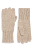 Women's Halogen Rib Knit Cashmere Gloves, Size - Beige