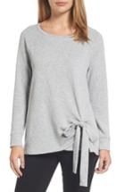 Women's Caslon Tie Front Sweatshirt Tunic, Size - Grey