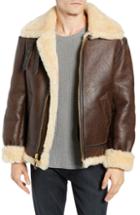 Men's Schott Nyc Genuine Sheep Shearling B-13 Bomber Jacket - Brown